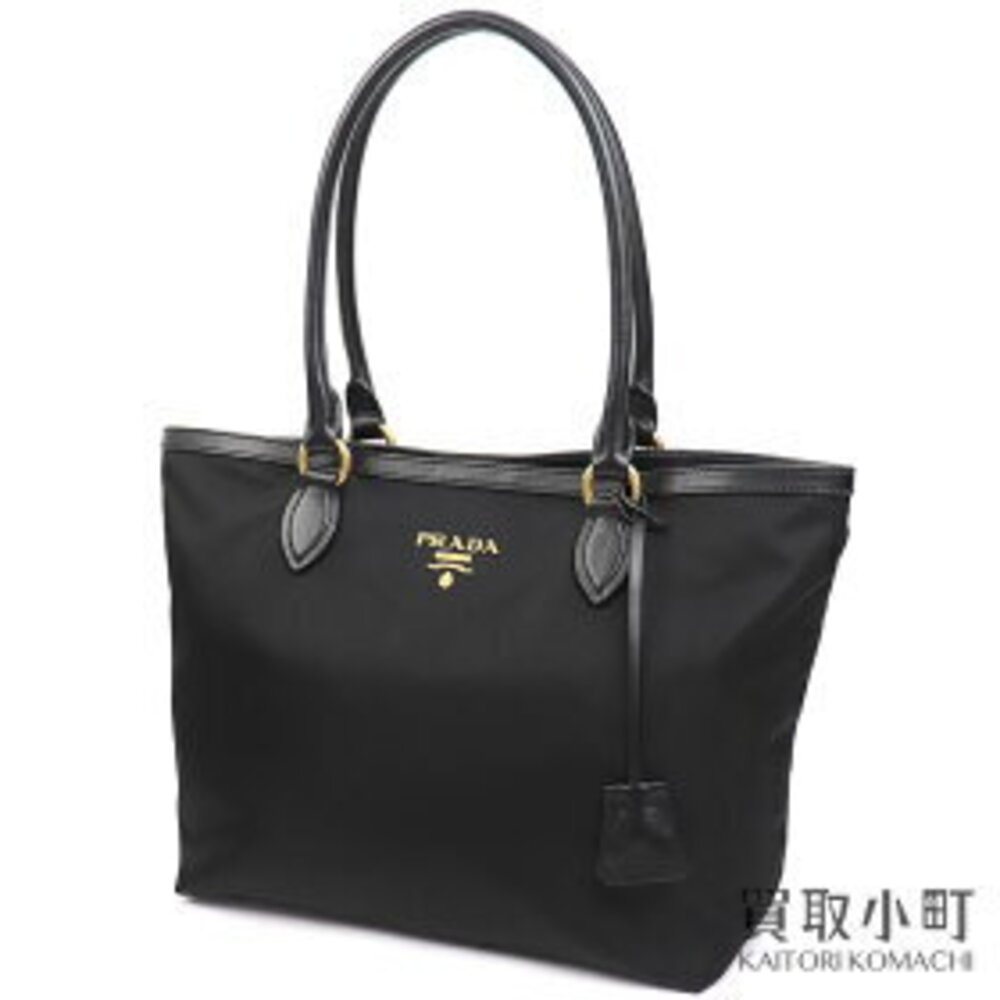 Prada Tessuto Logo Bag Tote Black Metal QXO - Picture 2 of 7